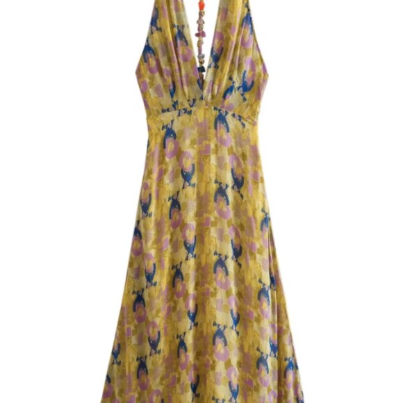 Zara - Printed Beaded Backless Halter Dress - Picture 5 of 9